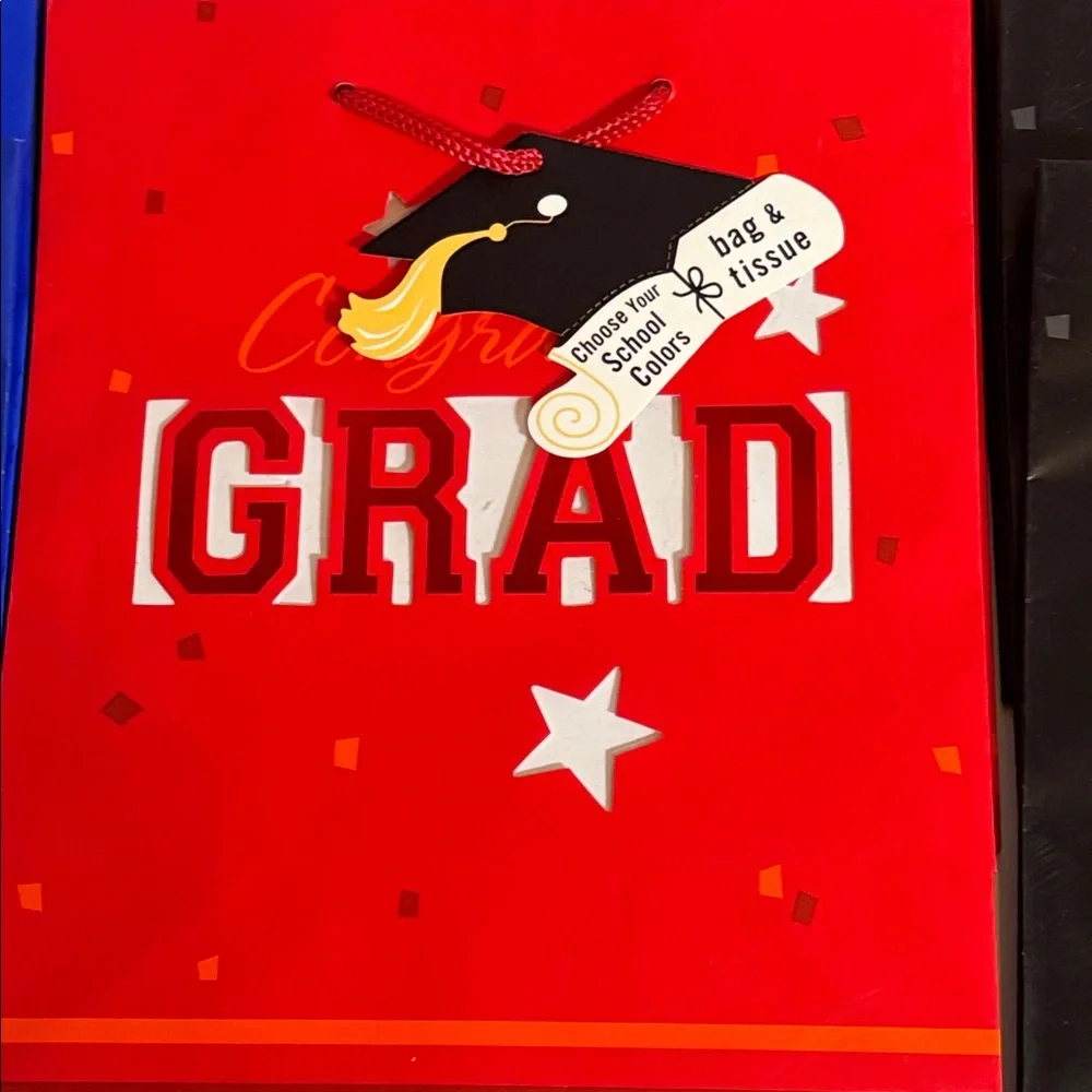 Hallmark graduation gift bags, blue red black choose your school colors high